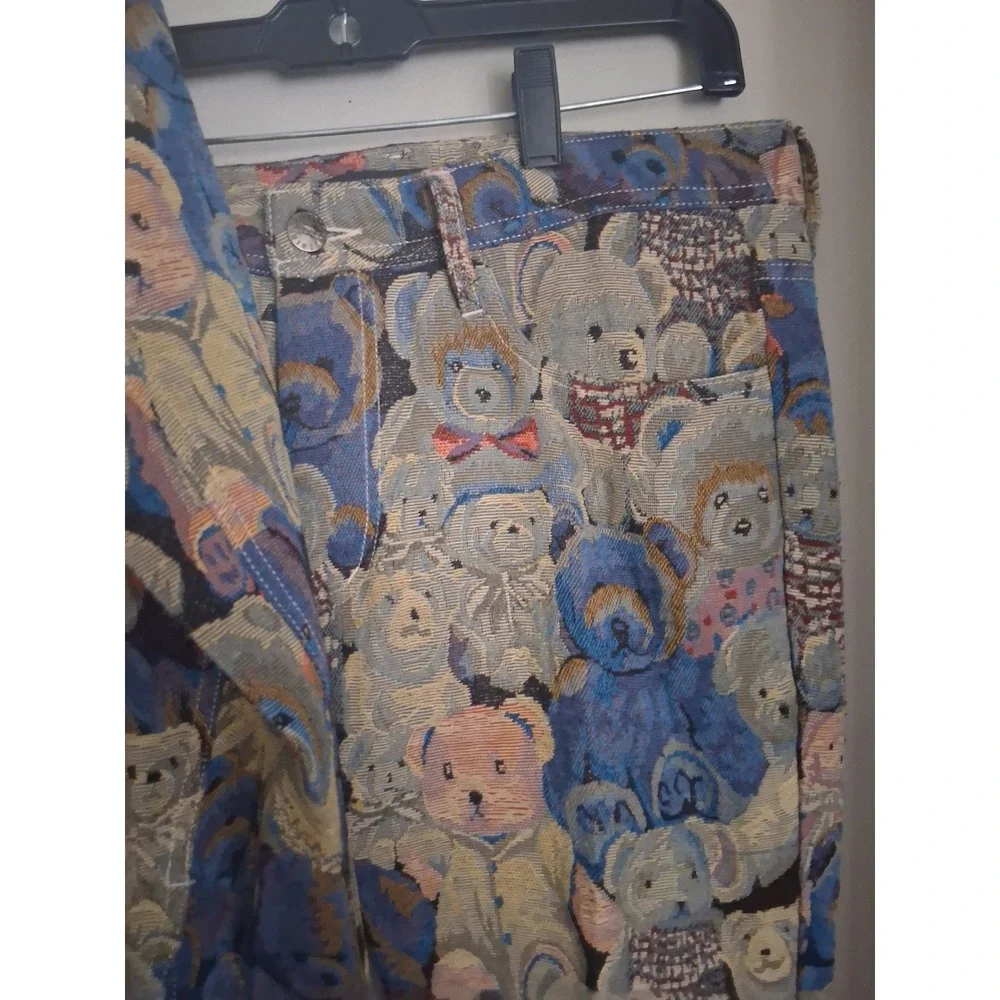 Kindred Men Teddy Bear Tapestry Jacquard 2 Piece Set Trucker Jacket Pants Blue L